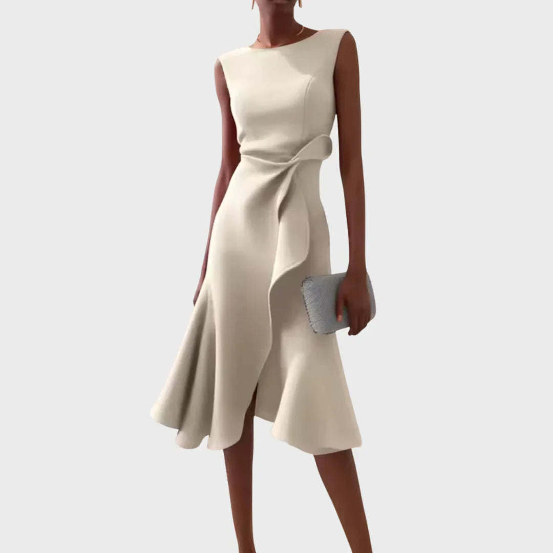 Sheila - Stilvolles Damen-Midikleid mit Rüschendetails