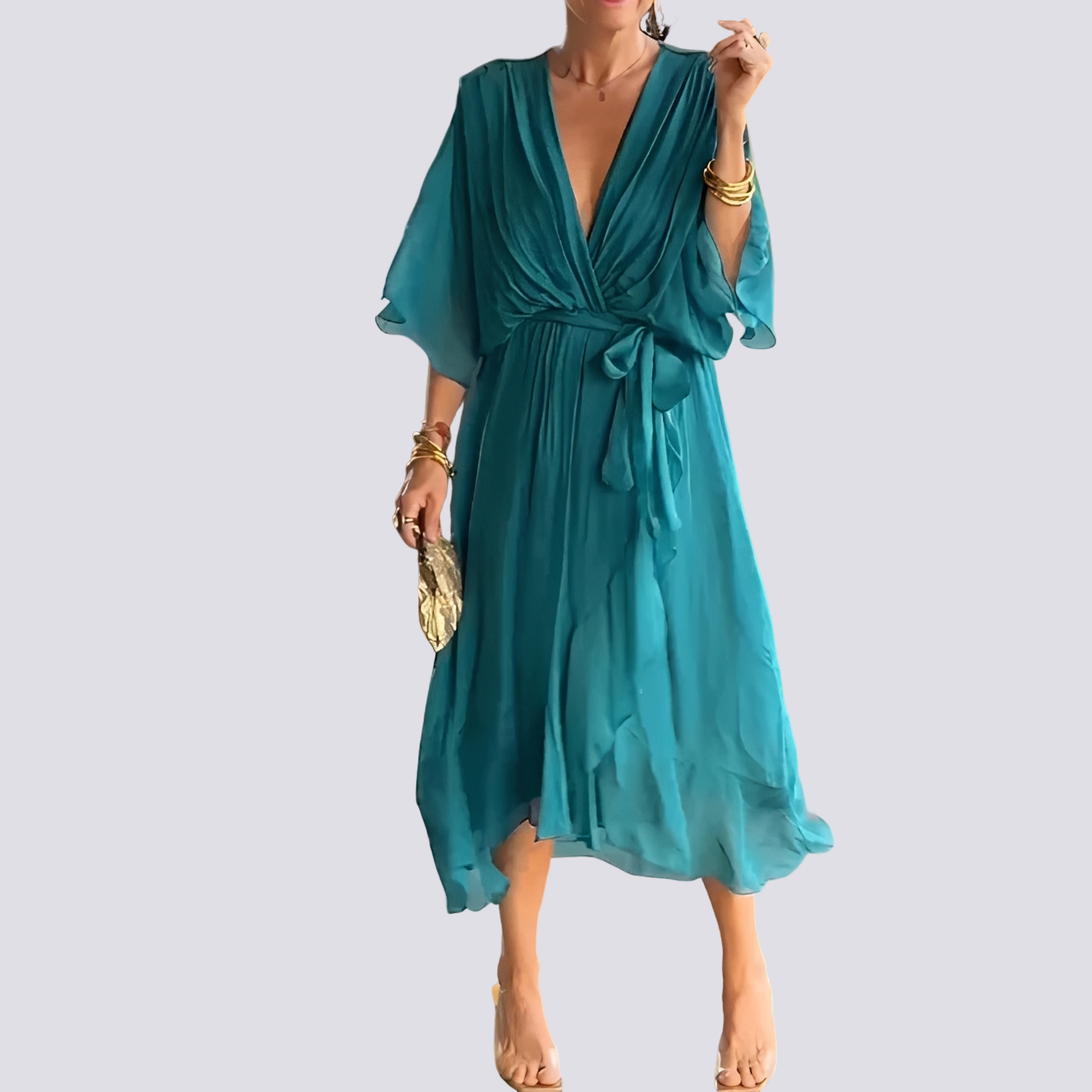 Jane - V-Ausschnitt-Kleid mit asymmetrischem Schnitt