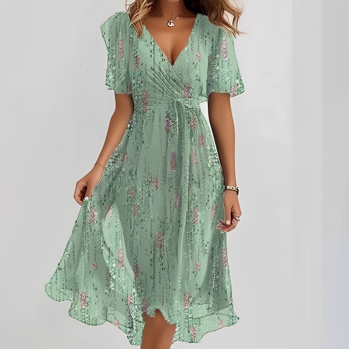 Emelia - Blumen-Chiffonkleid