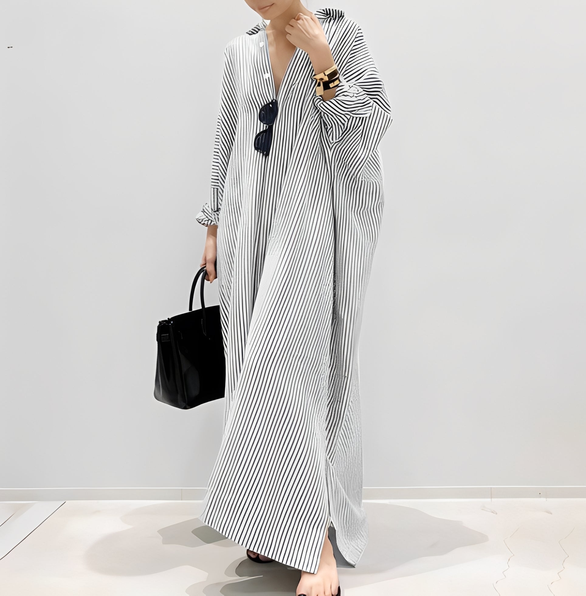 Jasmine - Elegantes gestreiftes Damenhemdkleid