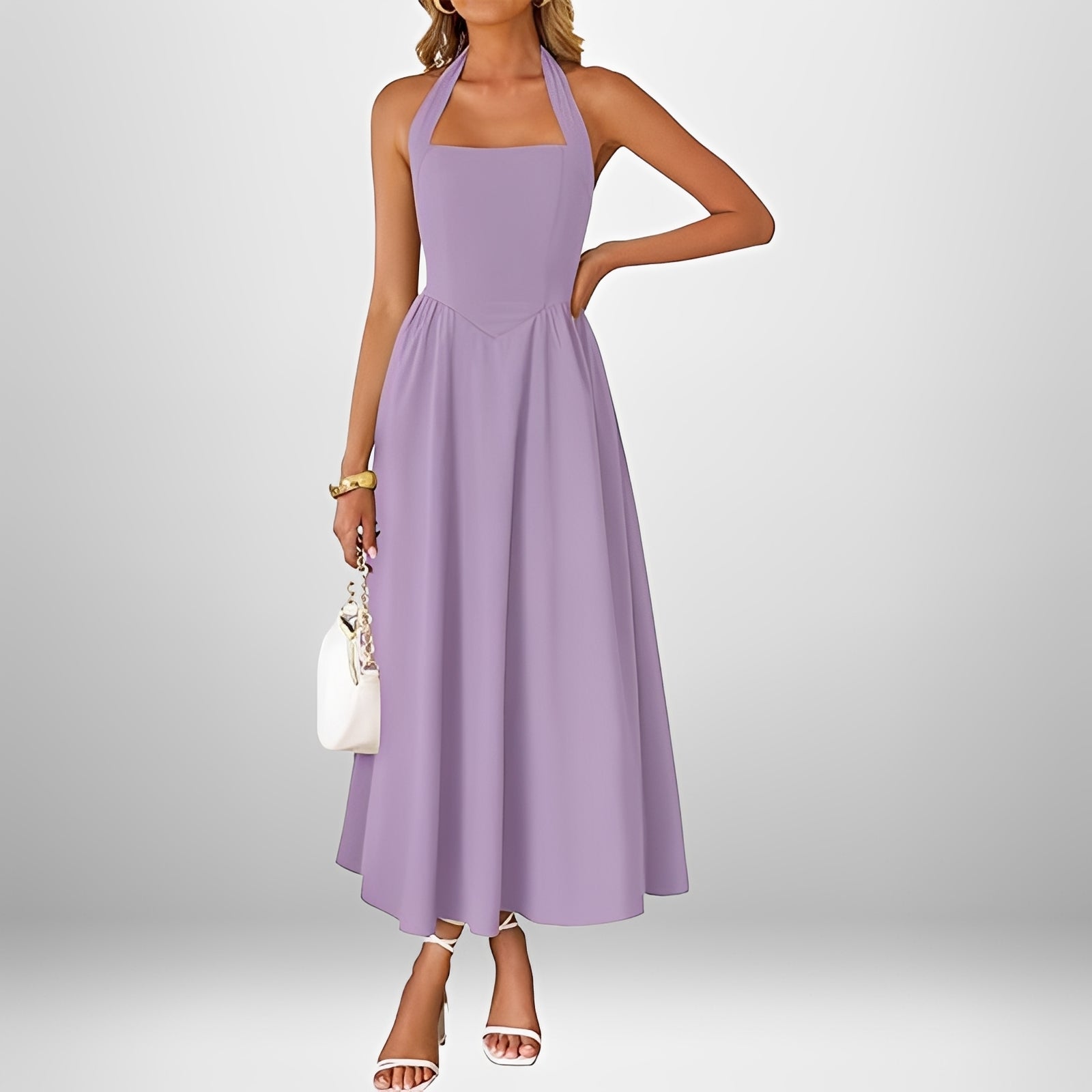 Joanna - Elegantes Neckholder-Midikleid