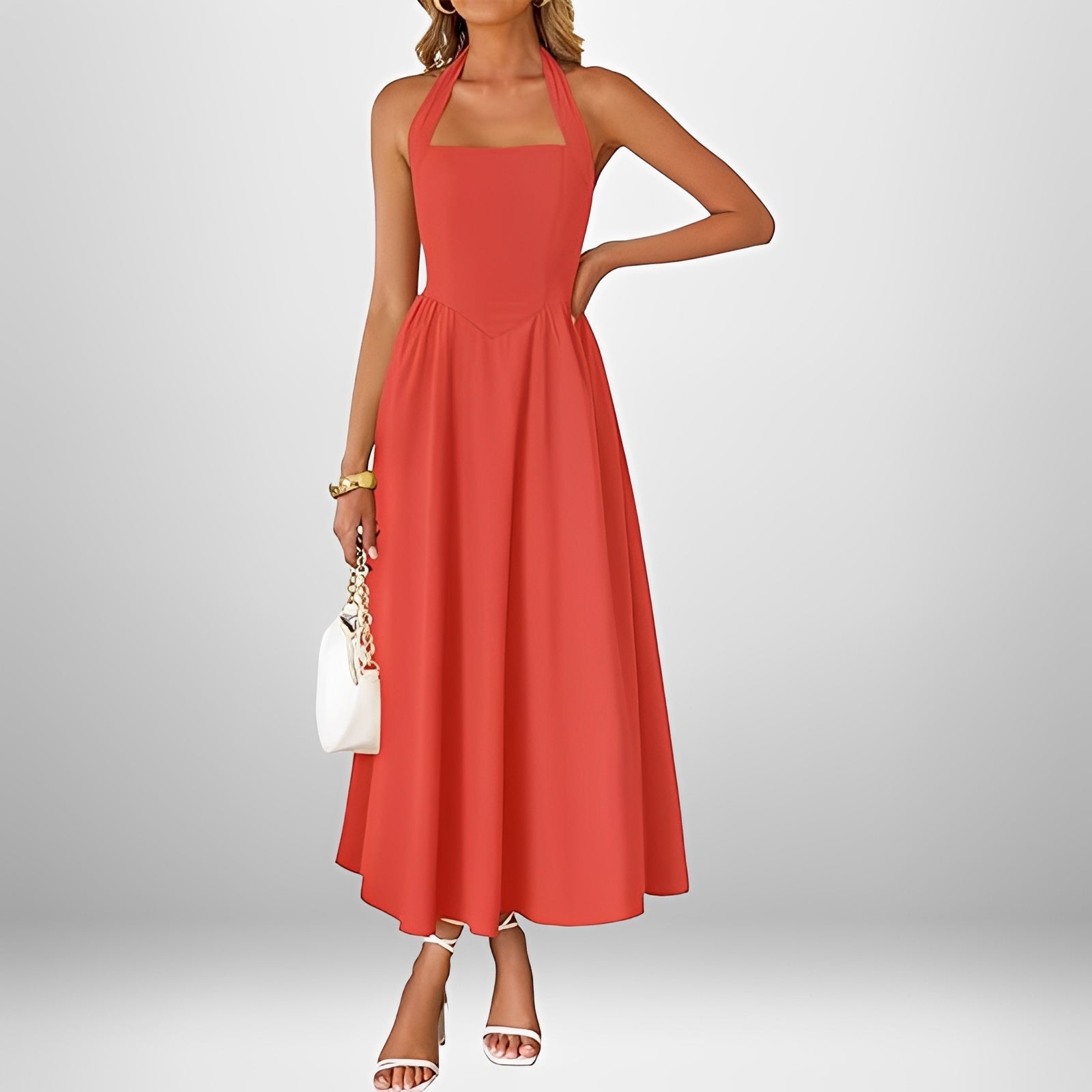 Joanna - Elegantes Neckholder-Midikleid