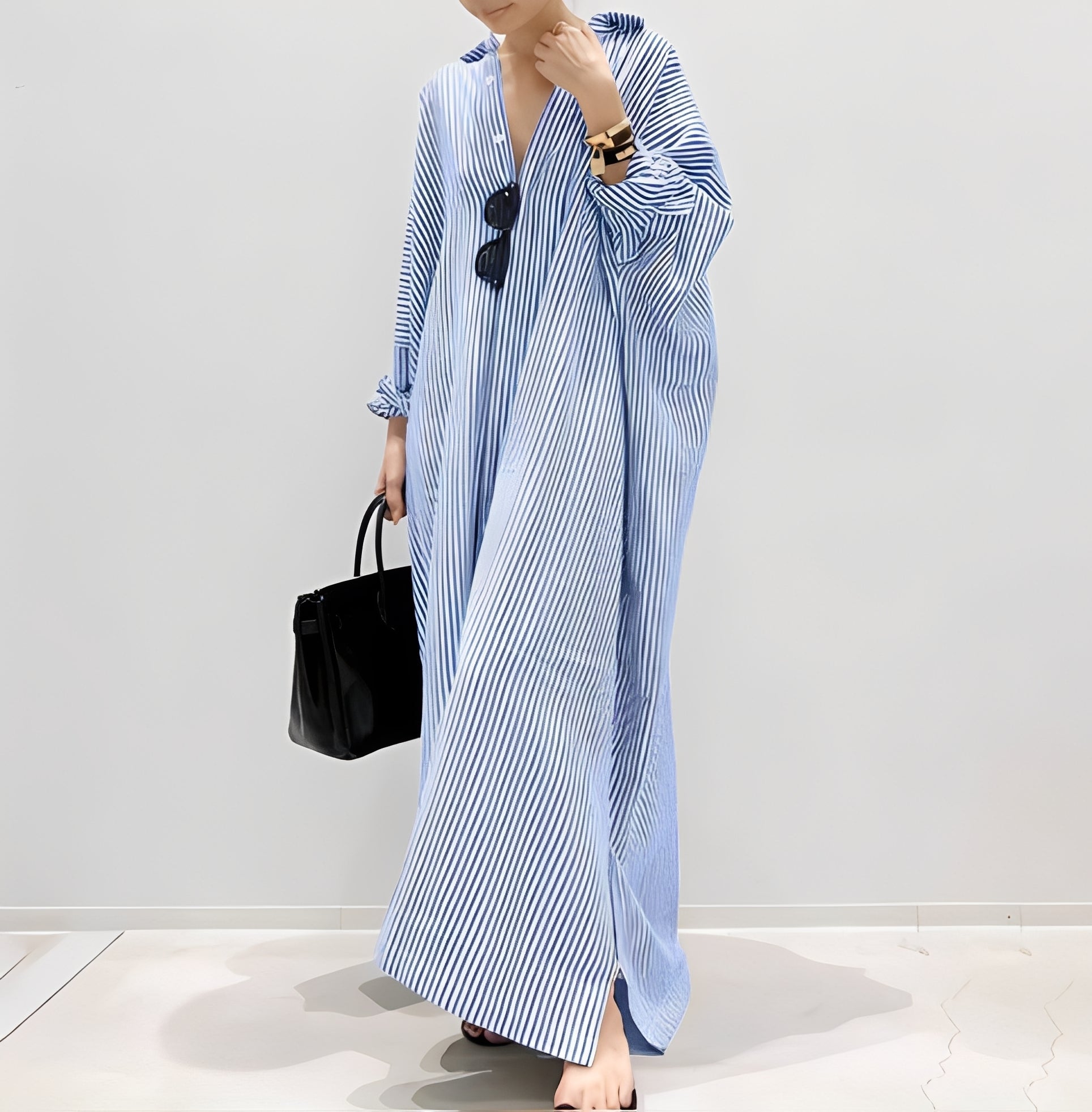 Jasmine - Elegantes gestreiftes Damenhemdkleid