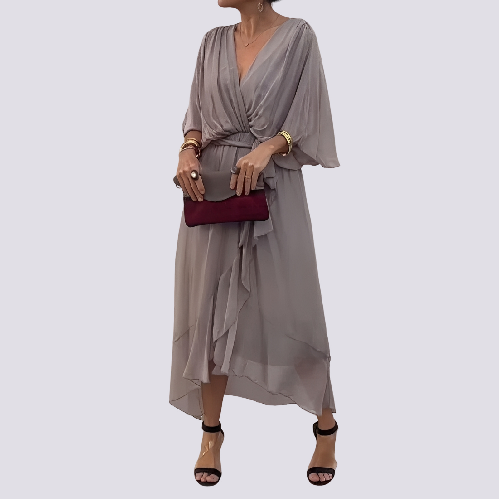 Jane - V-Ausschnitt-Kleid mit asymmetrischem Schnitt