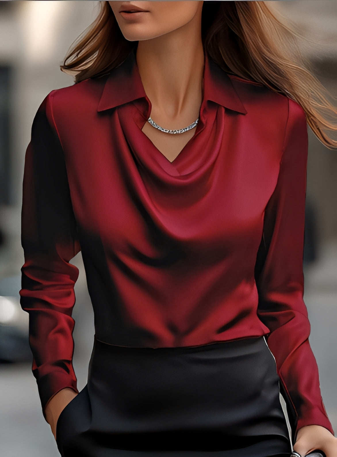 Terry - Moderne Langarm-Bluse mit Plissee