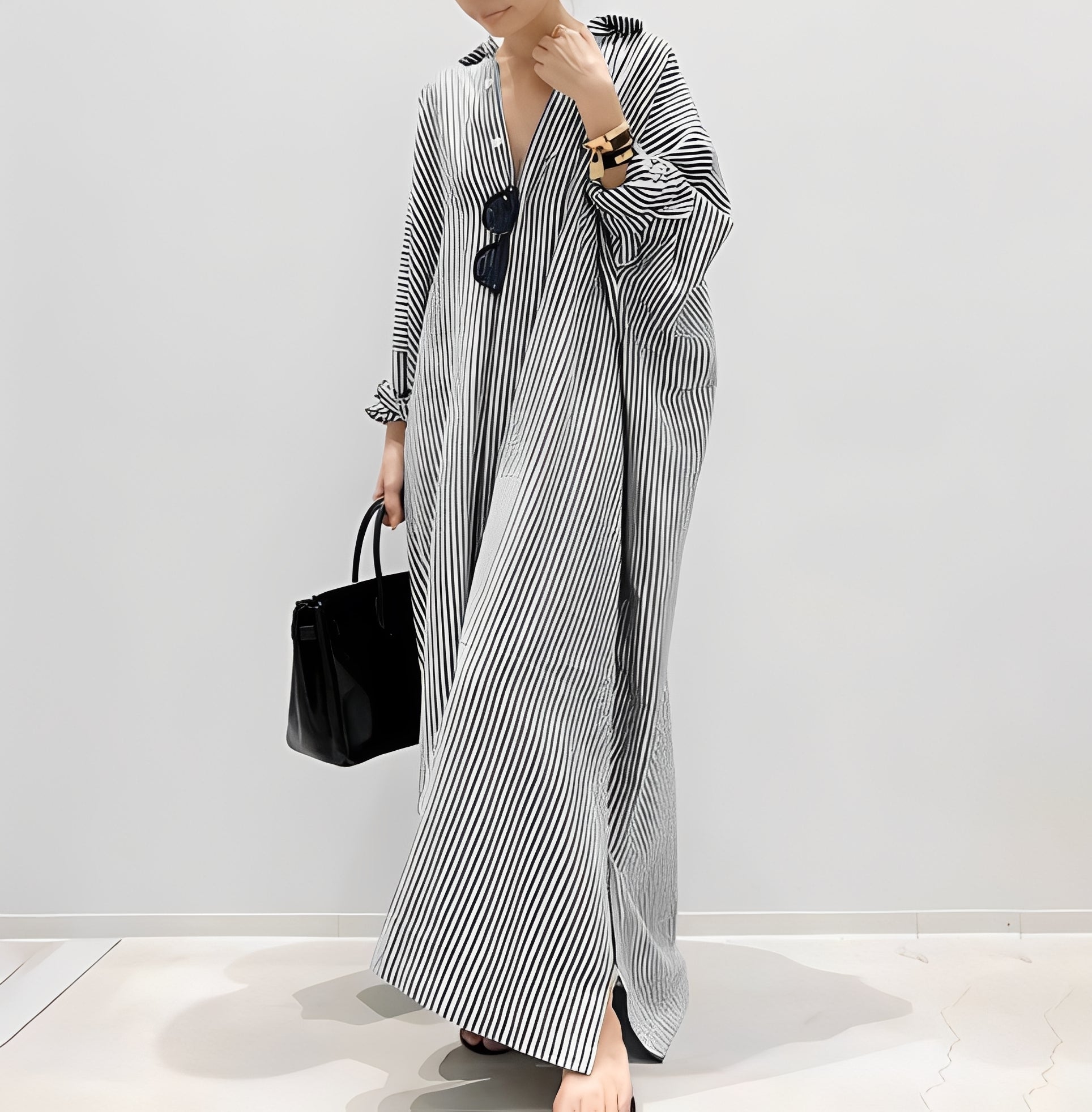 Jasmine - Elegantes gestreiftes Damenhemdkleid