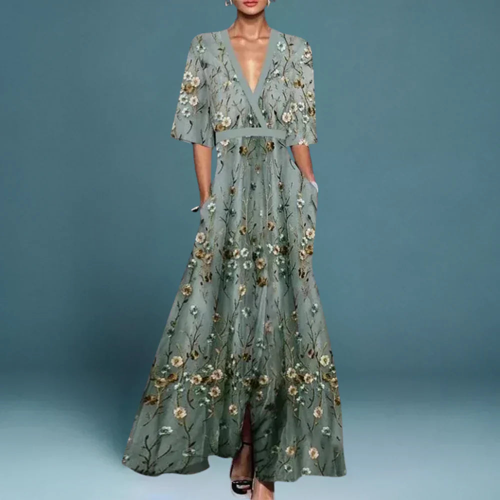 Jill - Stilvolles Damen-Maxikleid mit Blumenmuster