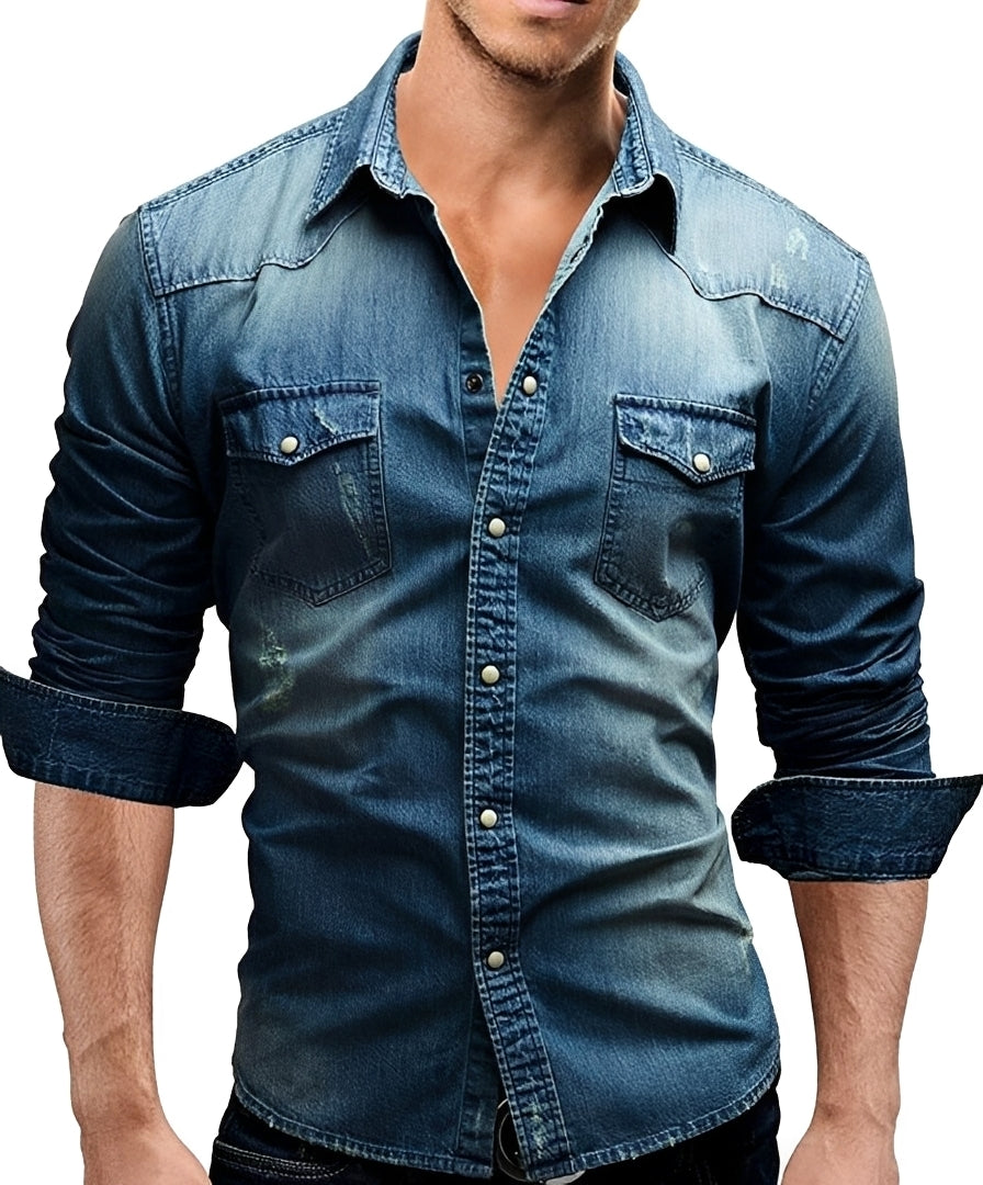 Arjun - Herren-Jeanshemd - Komfortables Langarmhemd