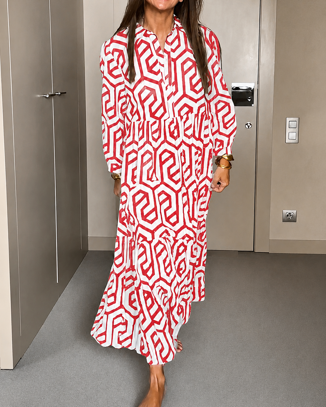 Lishcelle - Stylisches, locker geschnittenes Midikleid