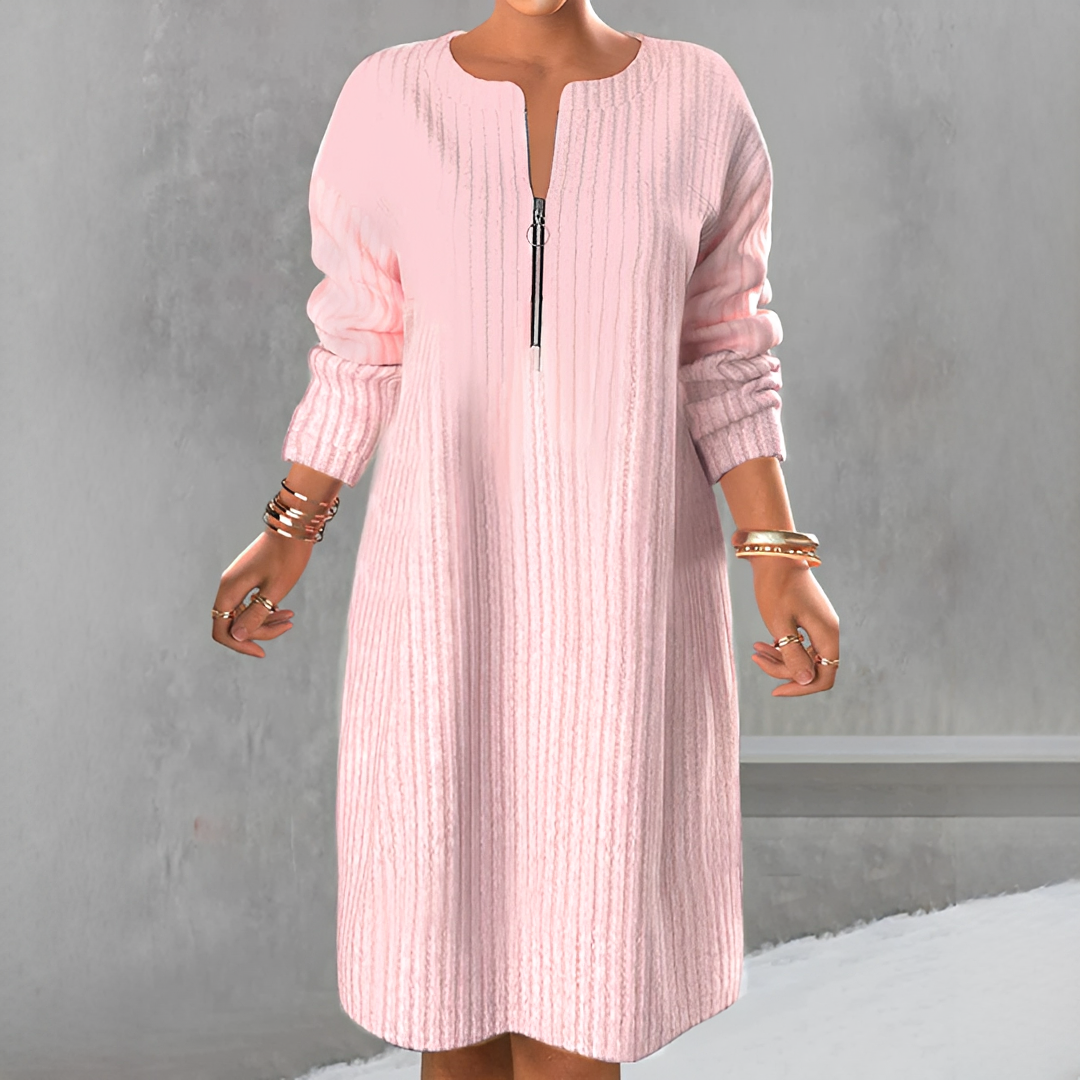 Marion - Schickes Reißverschlusskleid mit langen Ärmeln