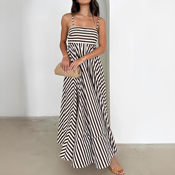Lerra - Gestreiftes langes plissiertes Kleid