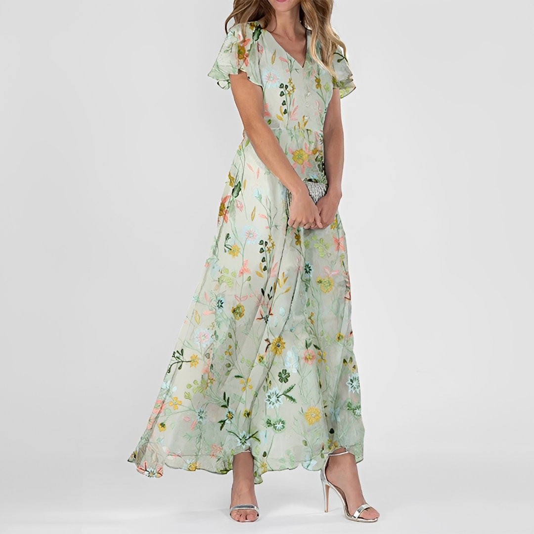 Lily - Stilvolles blumiges Maxikleid