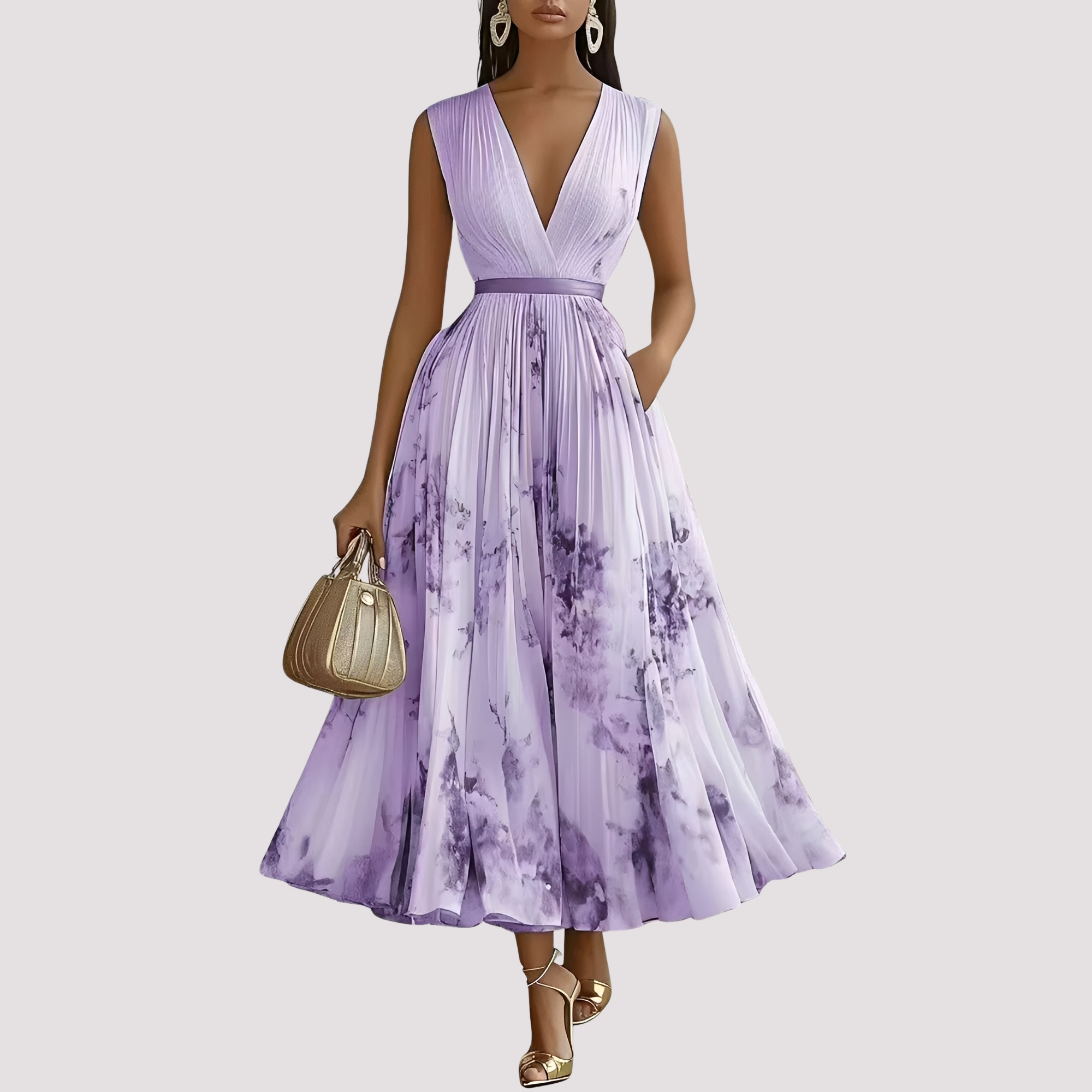 Leah - Midikleid mit blumigem Muster und langen Ärmeln