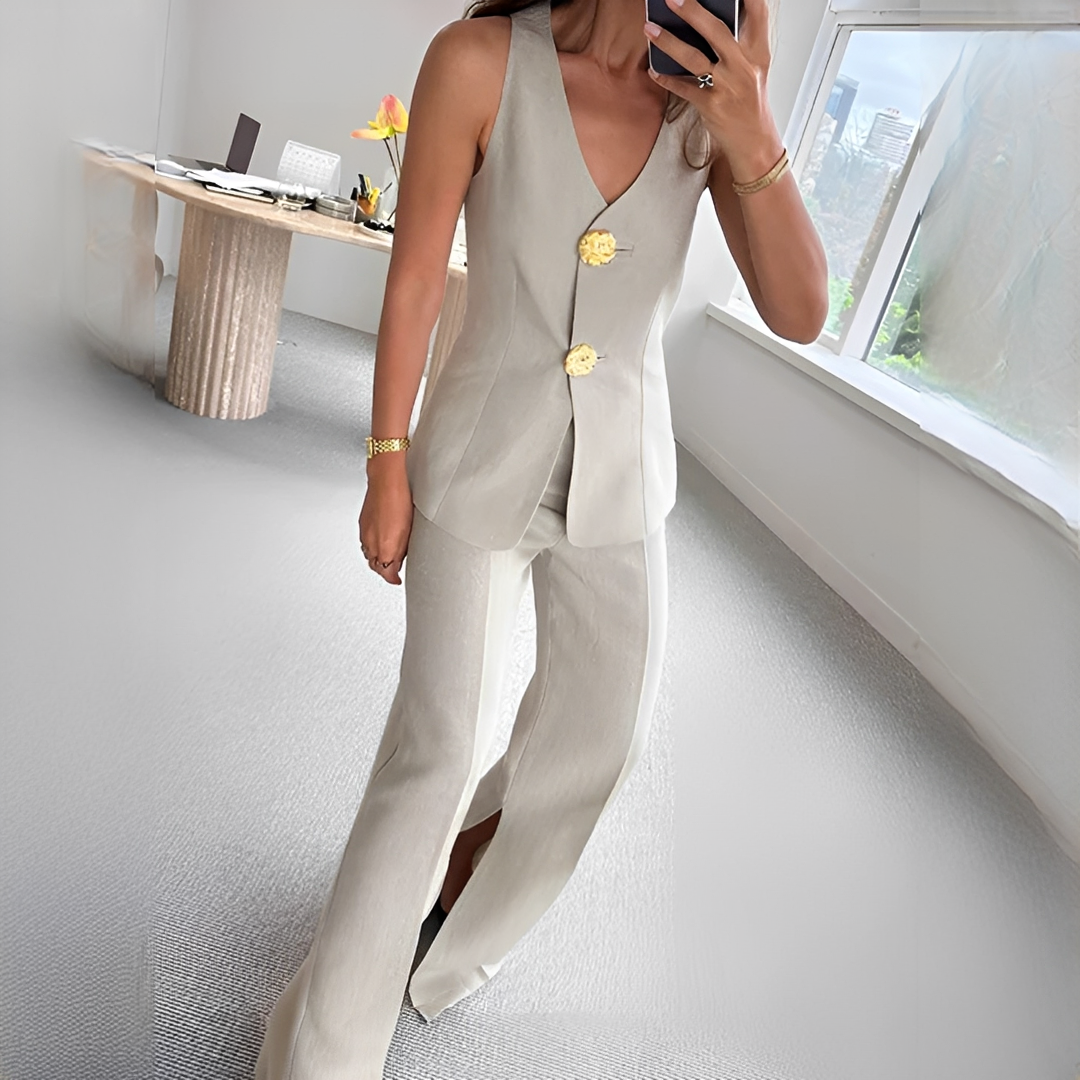Verna - Bequemes ärmelloses Top und Hosen-Set