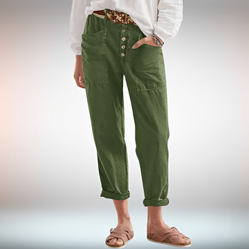 Rhonwen - Elegante, weit geschnittene Hose mit Knopfleiste