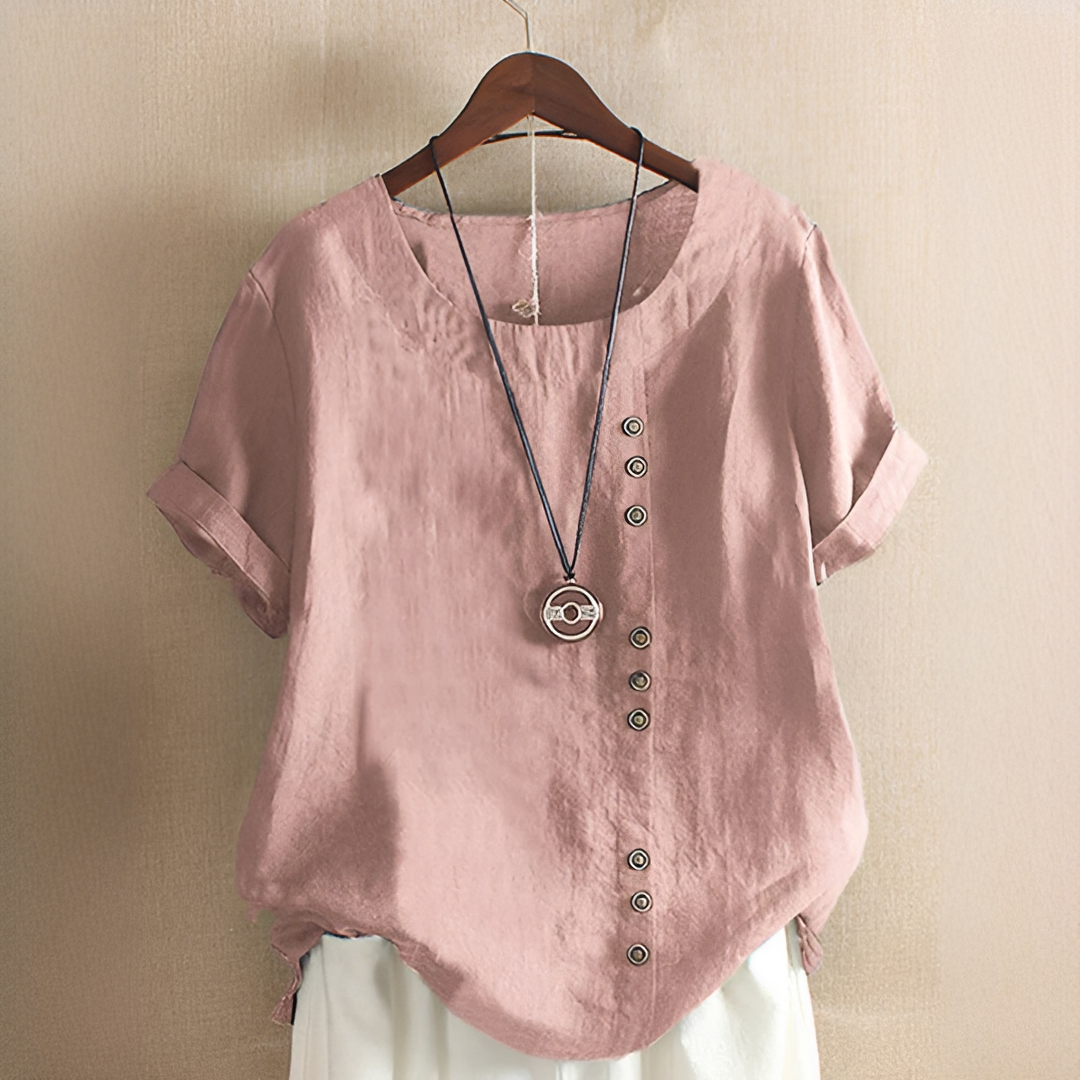 Noelle - Elegante locker geschnittene Bluse mit Knöpfen