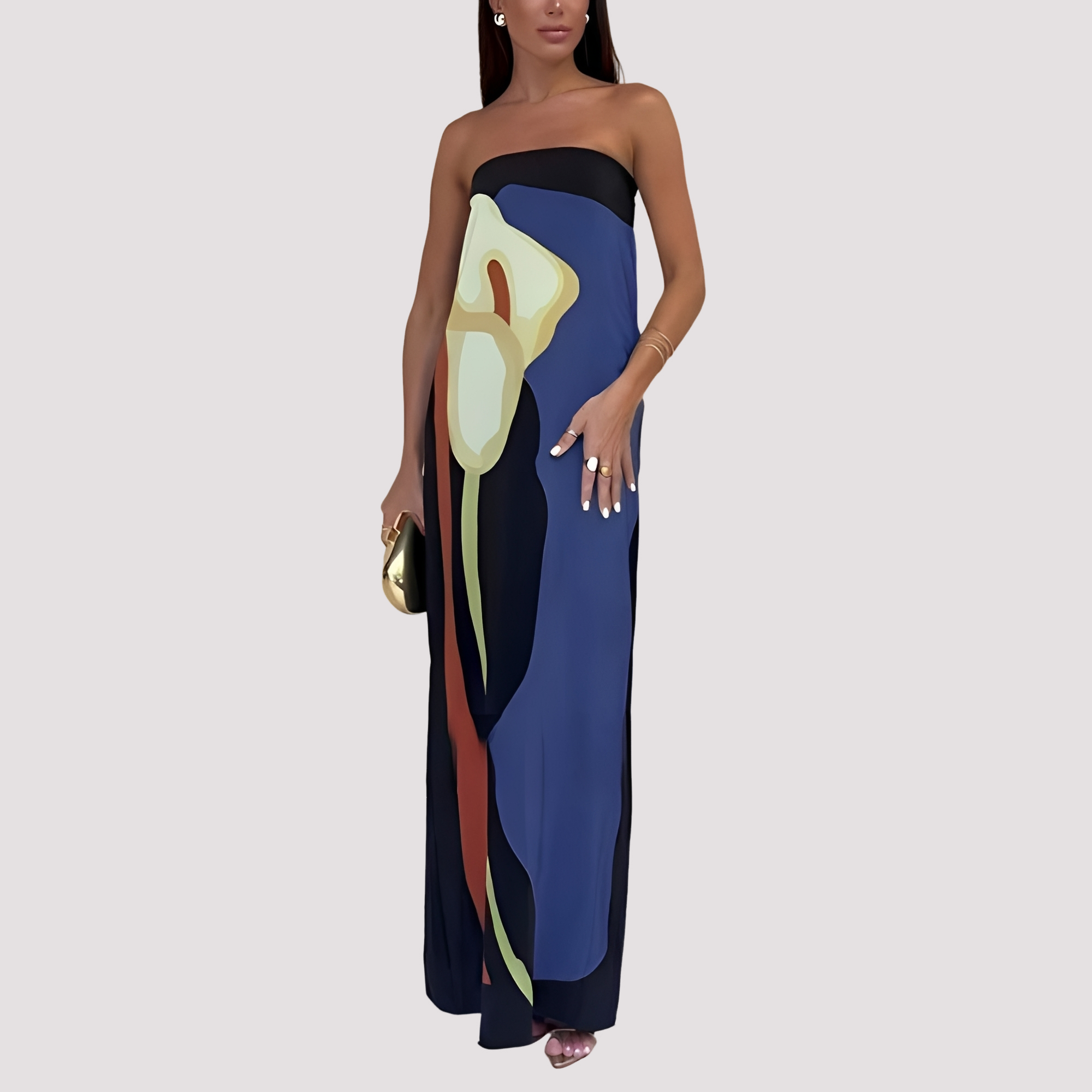 Samara - Elegantes schulterfreies Maxikleid