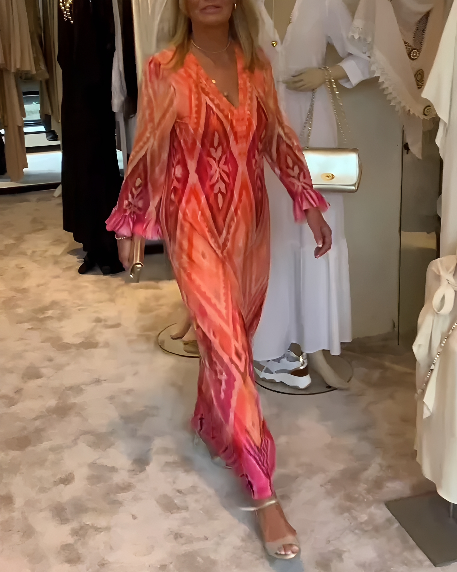 Glynnis - Schickes Langarm-Maxikleid
