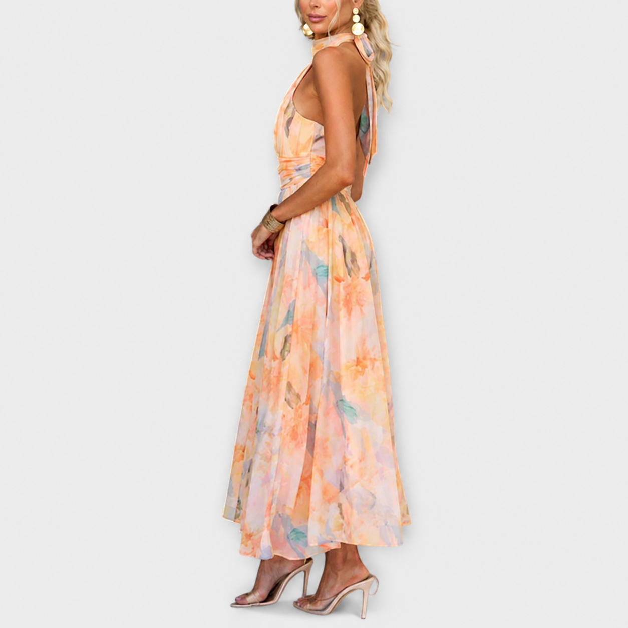 Elettra - Elegantes Kleid mit fließendem, offenem Rückenteil