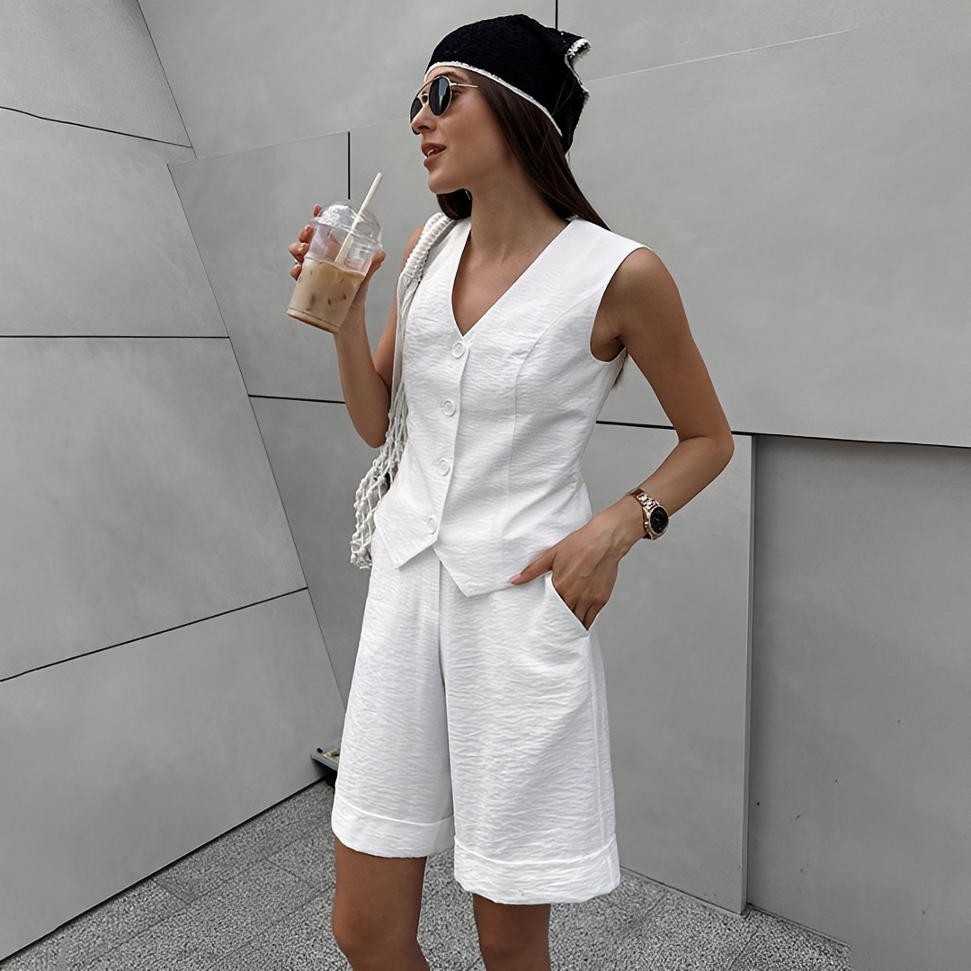 Ruth - Bequemes ärmelloses Weste-Short-Set