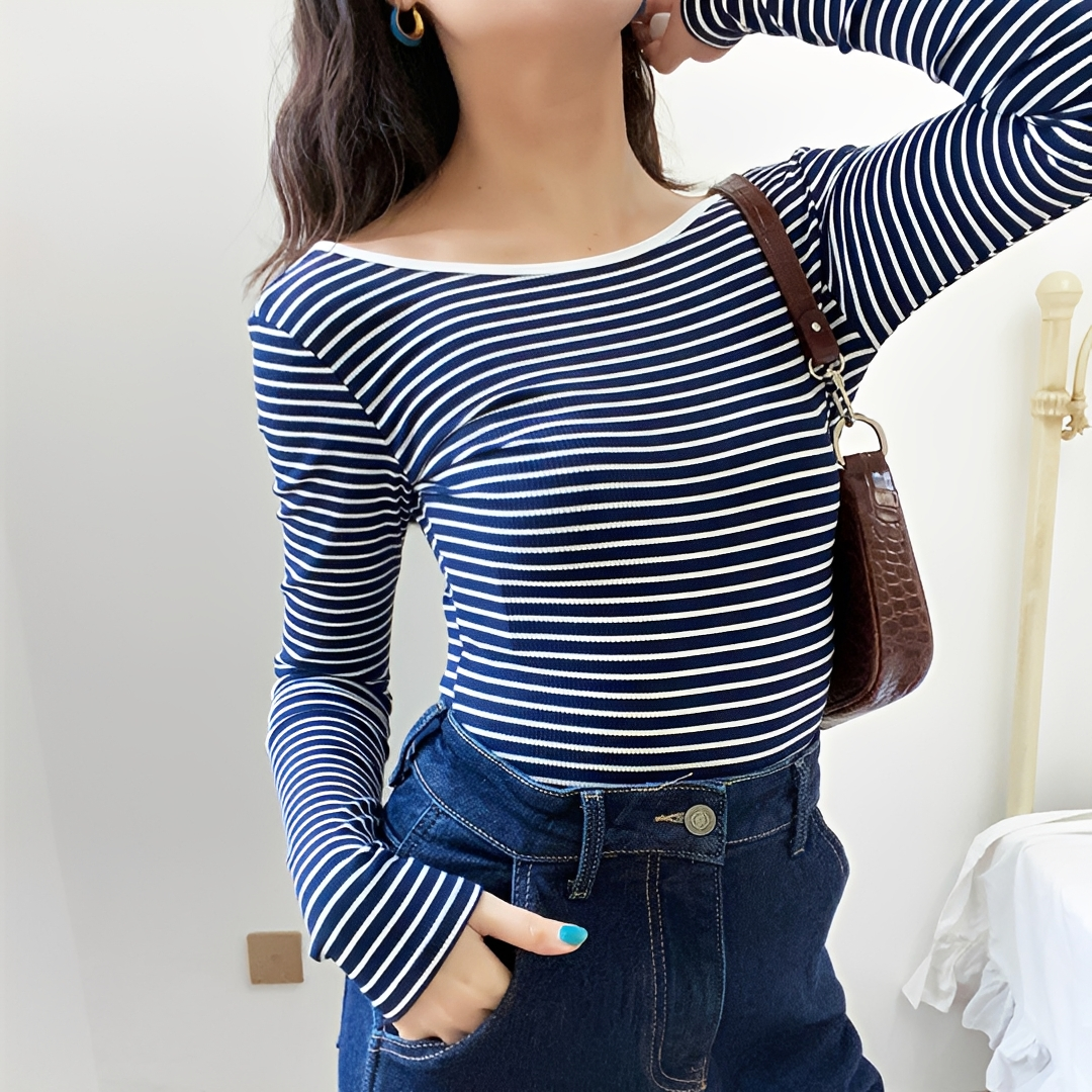 Michaila - Langärmeliger gestreifter Body