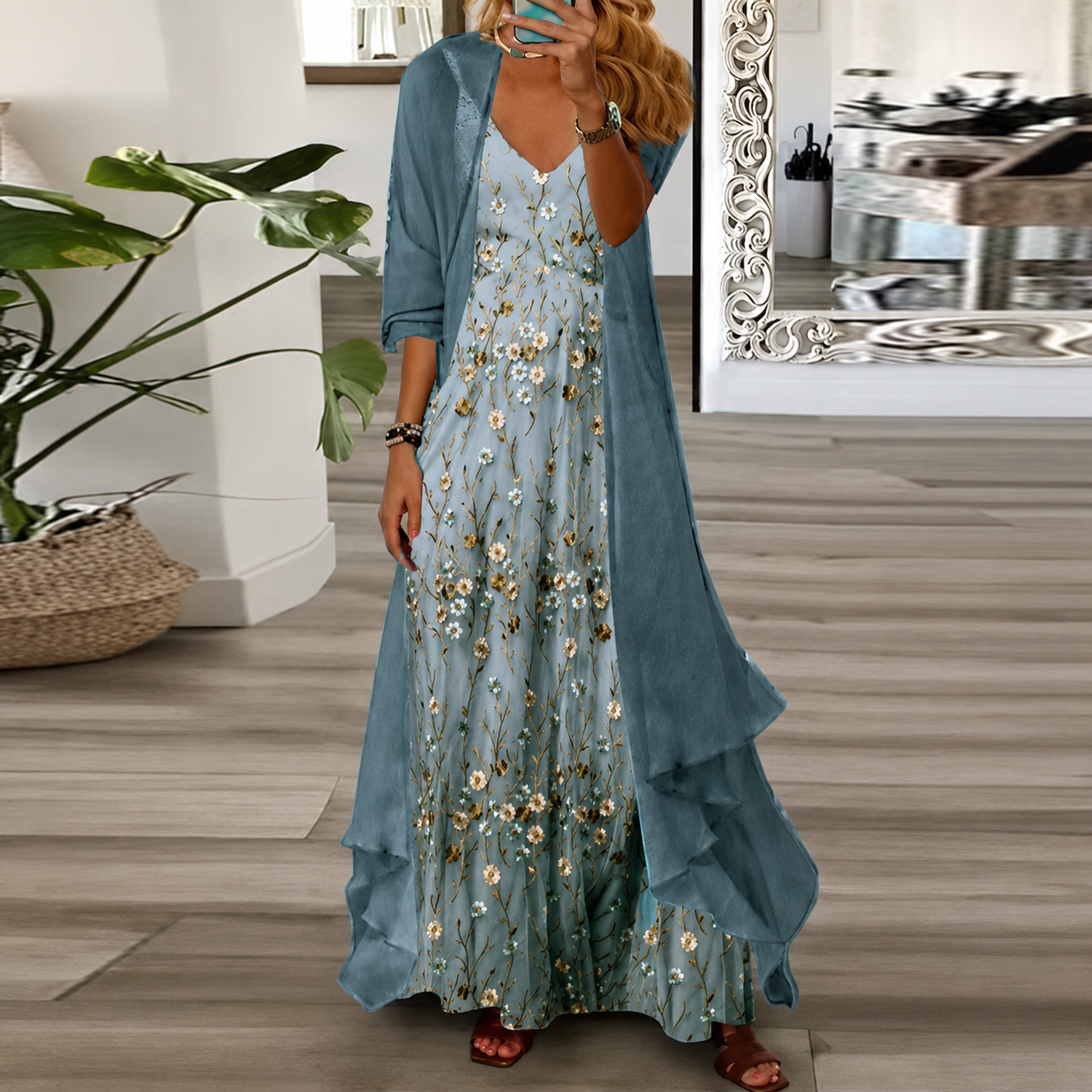 Derivia - Elegantes Zweiteiliges Maxi-Kleid