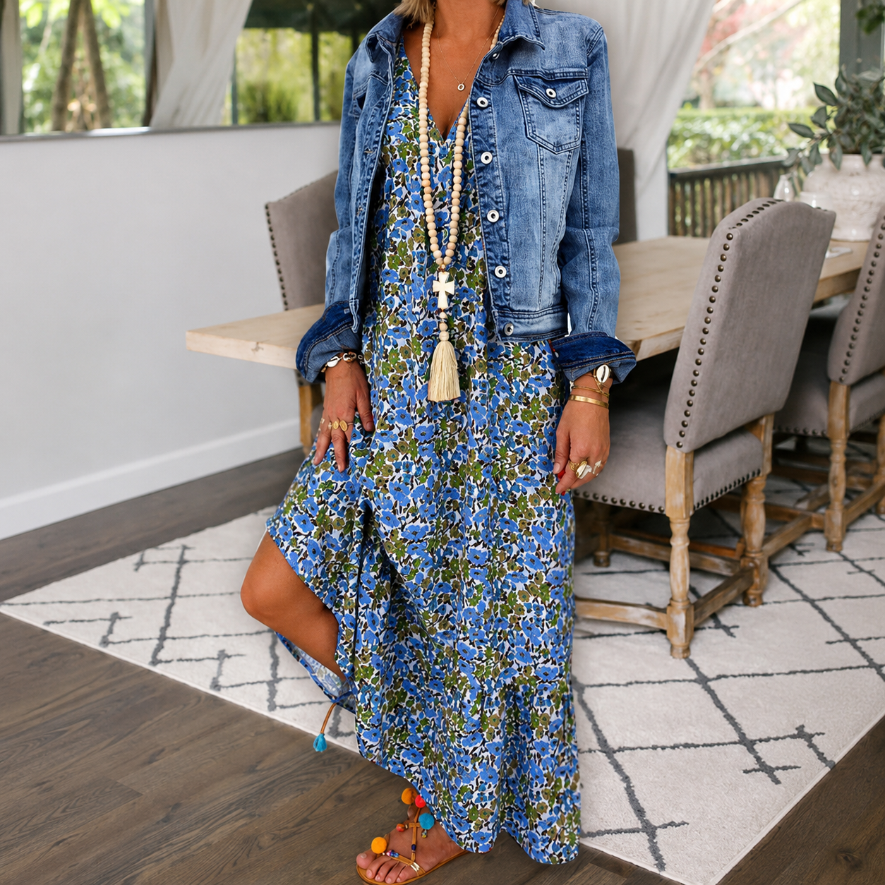 Shalisha - Stilvolles Boho-Kleid mit V-Ausschnitt