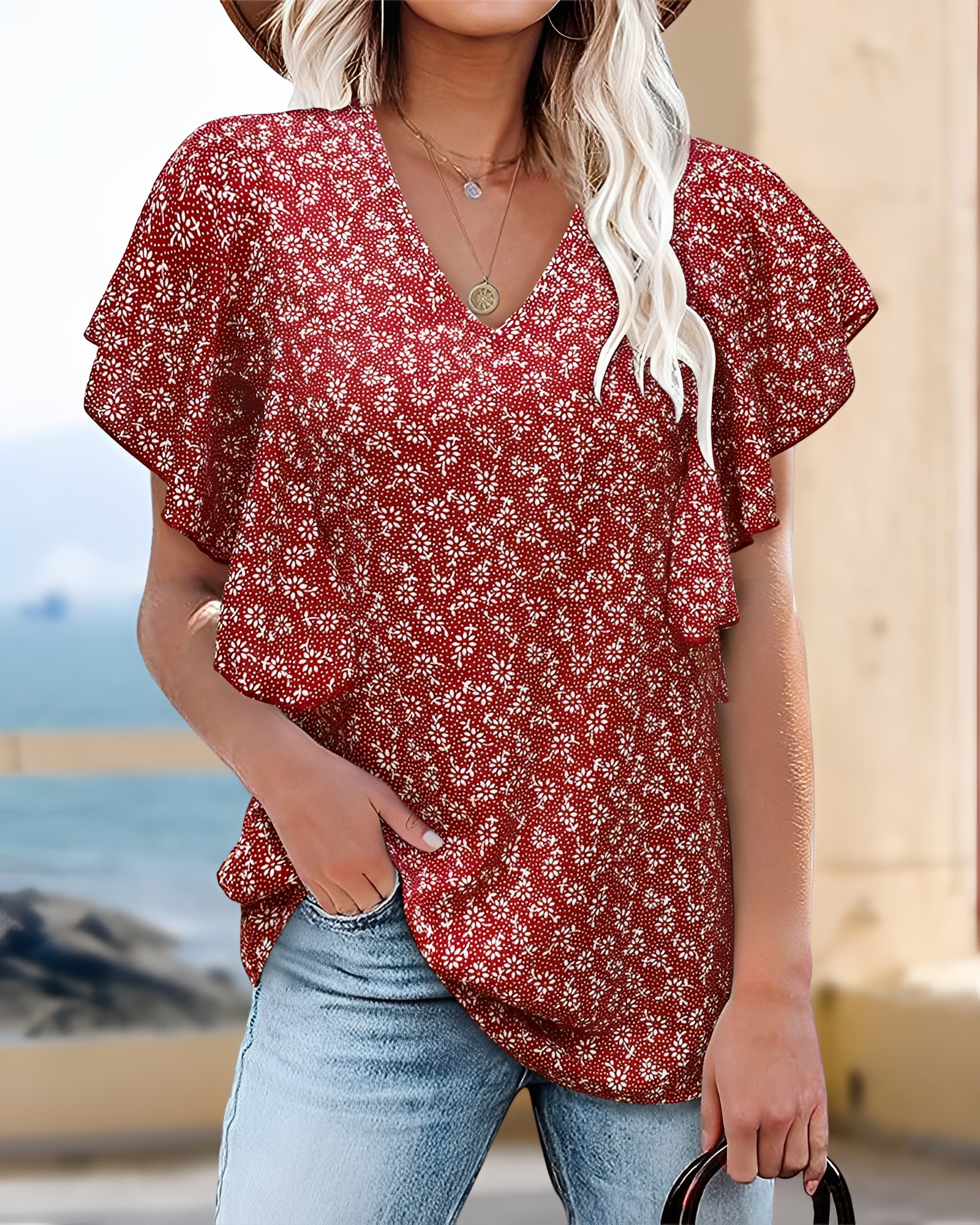 Eleri - Schicke V-Ausschnitt Bluse