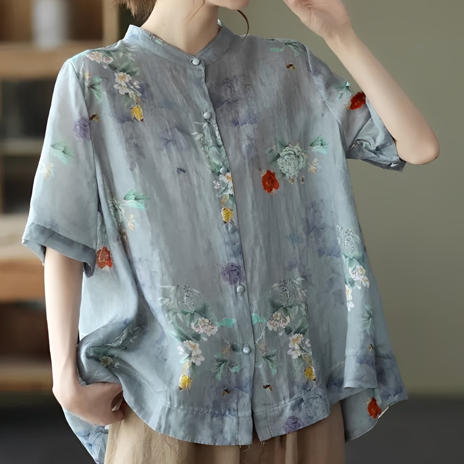 Alana - Elegante Damenbluse mit halben Ärmeln