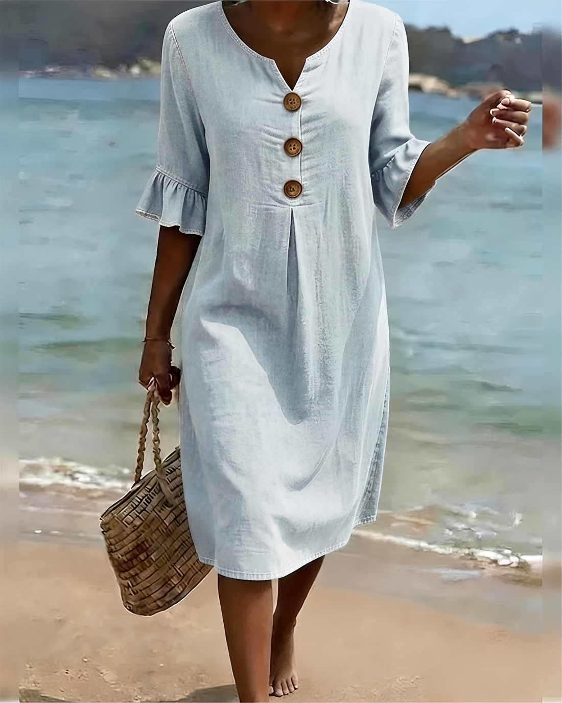 Zahara - Stilvolles Knopf-Midikleid