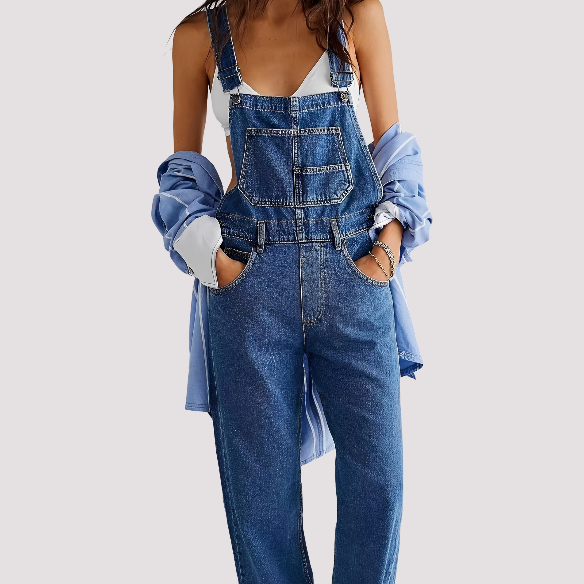 Sophie - Bequemer, weit geschnittener Jeans-Jumpsuit für Damen