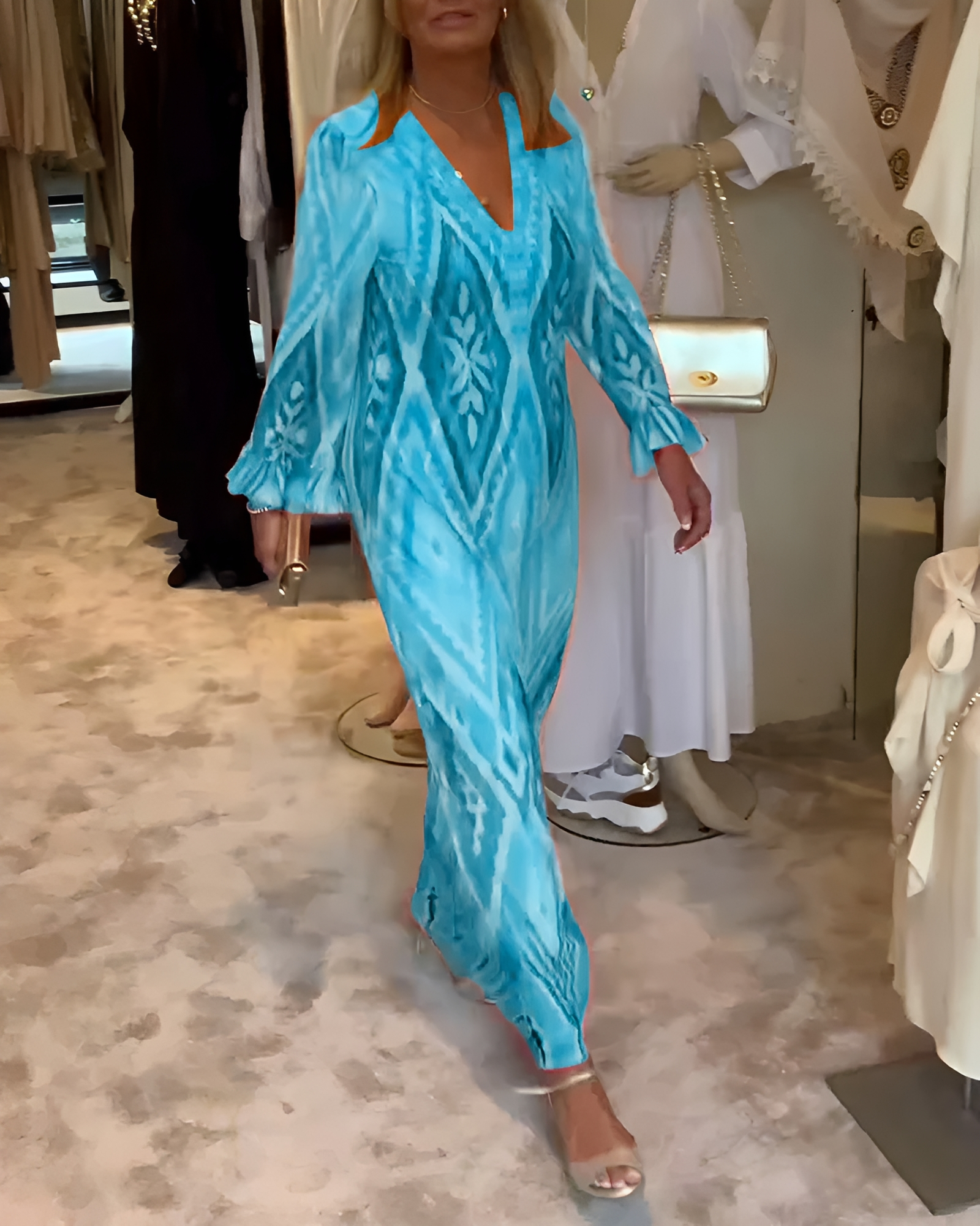 Glynnis - Schickes Langarm-Maxikleid