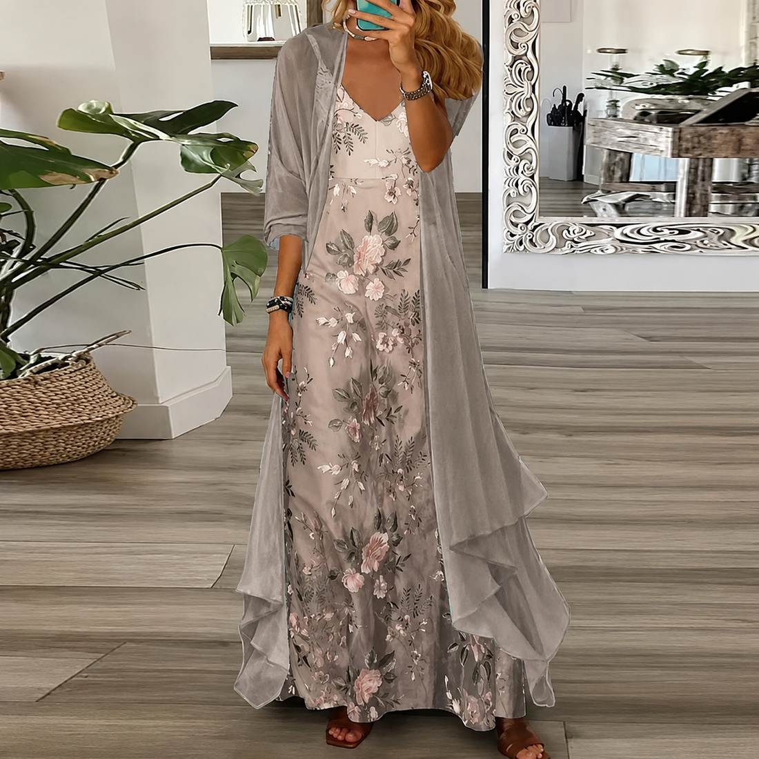 Derivia - Elegantes Zweiteiliges Maxi-Kleid