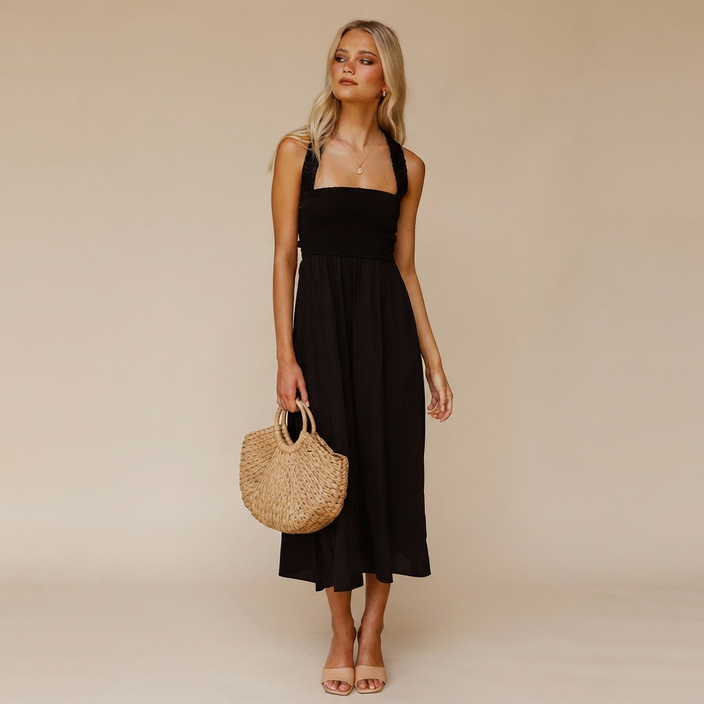 Lena - Schickes Midikleid mit quadratischem Ausschnitt