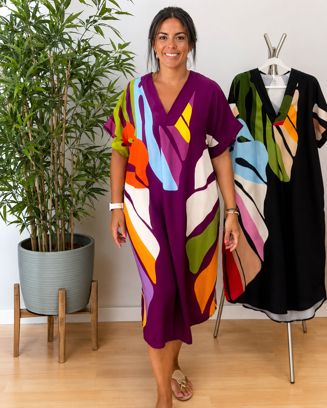Curlene - Elegantes Weitgeschnittenes Midikleid
