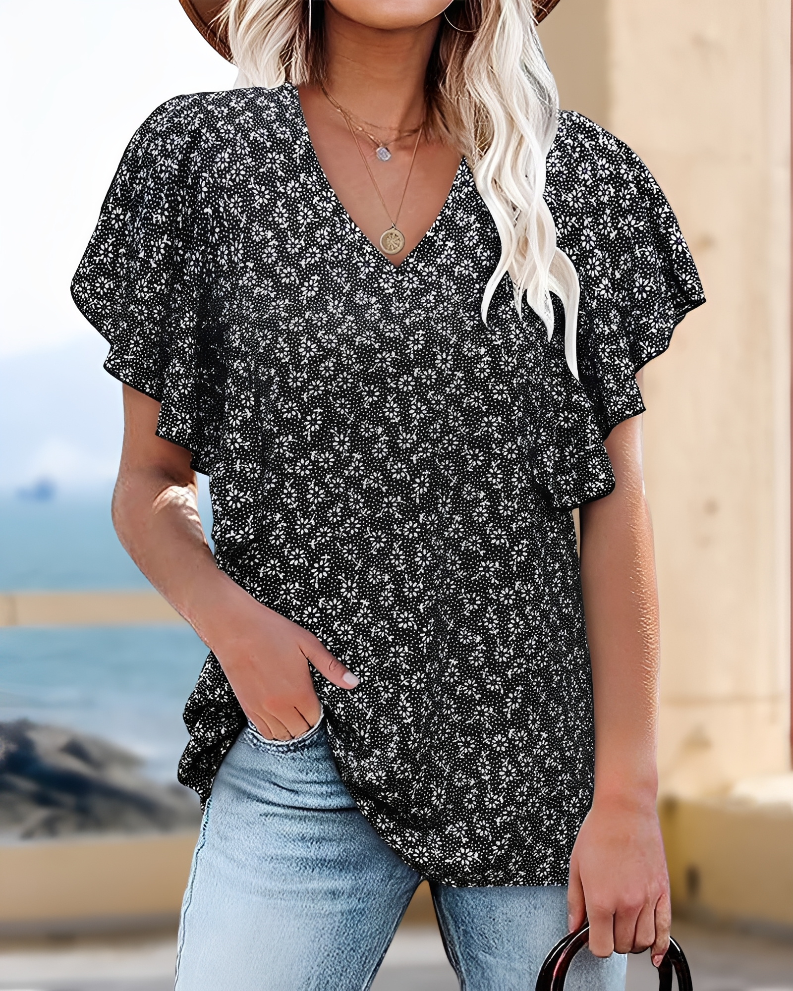 Eleri - Schicke V-Ausschnitt Bluse