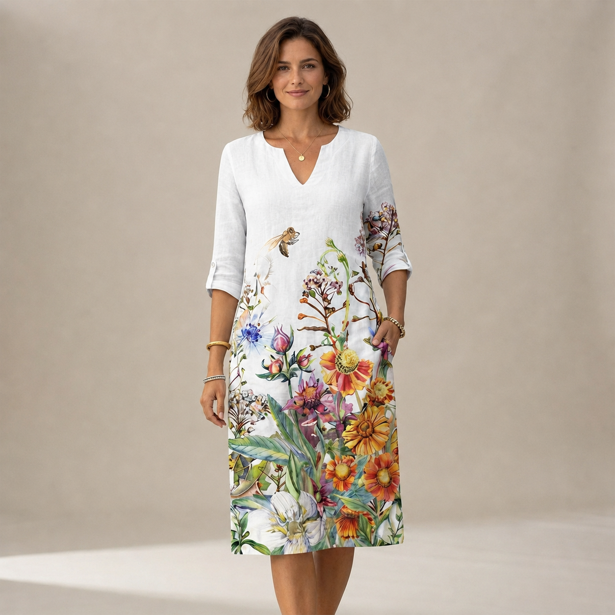 Ninna - Stilvolles und schmeichelhaftes Kleid mit V-Ausschnitt