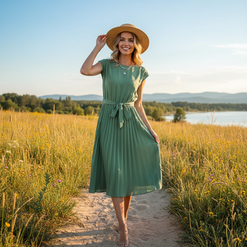 Jelica - Elegantes Falten-Midi-Kleid
