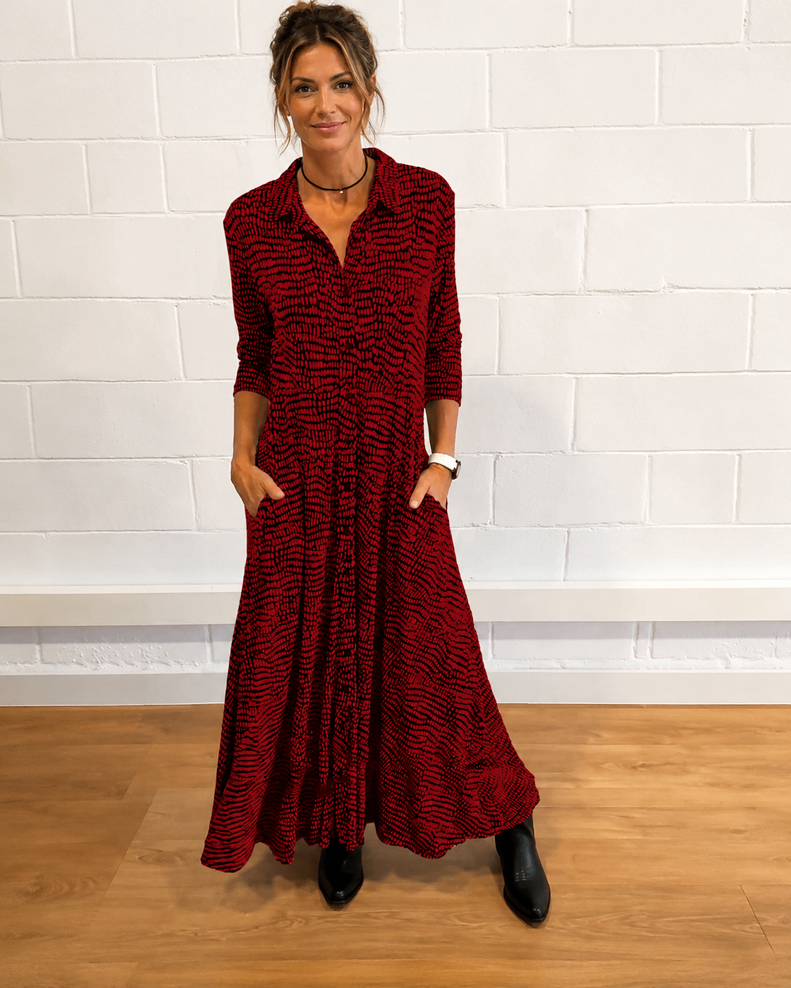 Damiana - Elegantes Kleid mit V-Ausschnitt und Revers