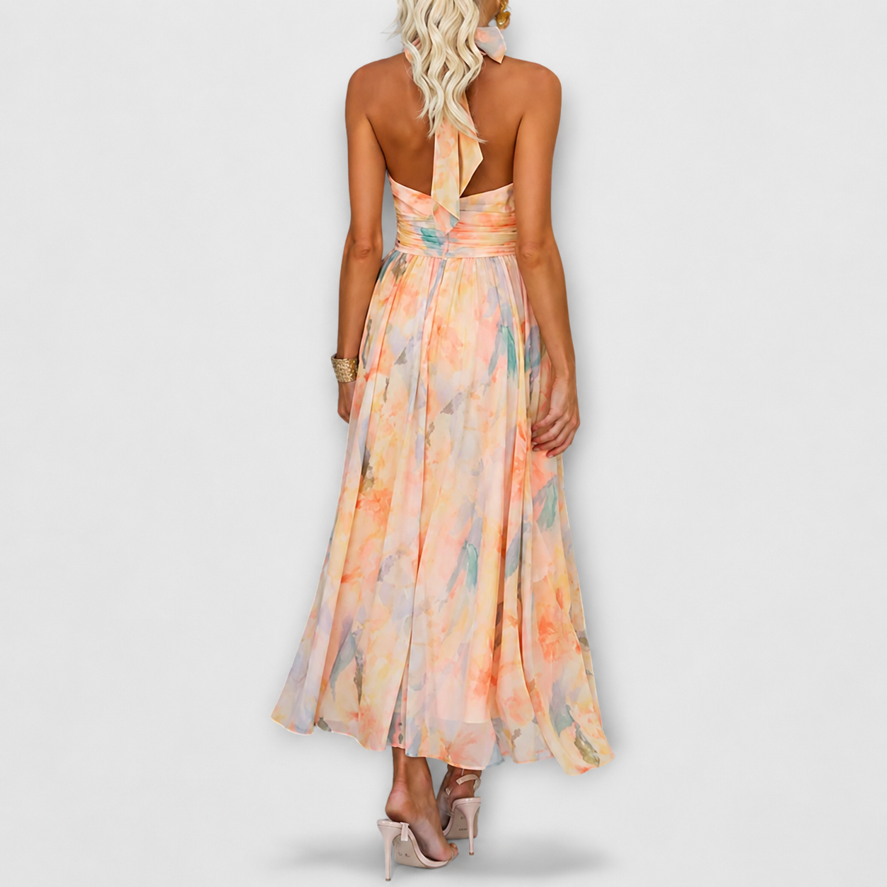Elettra - Elegantes Kleid mit fließendem, offenem Rückenteil