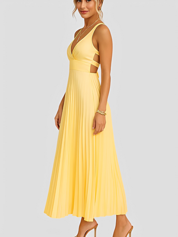 Anjanae - Stilvolles, plissiertes Kleid mit V-Ausschnitt