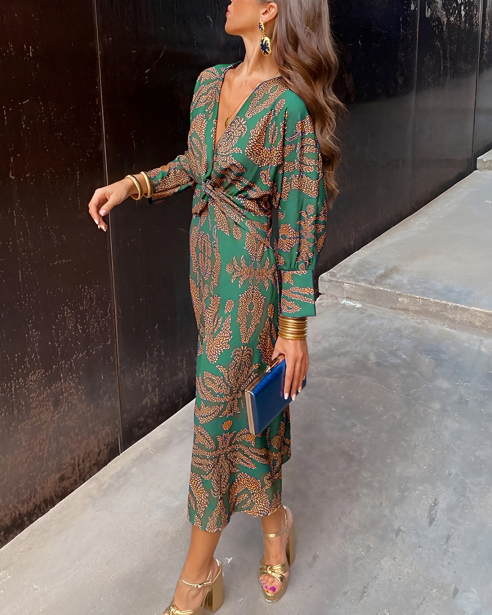 Alima - Vintage V-Ausschnitt Kleid