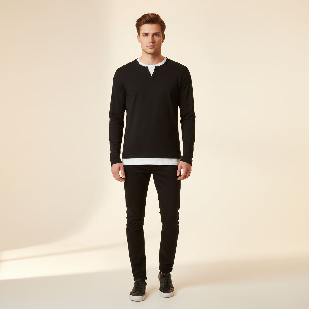 Daryl - Elegantes Langarmshirt mit V-Ausschnitt