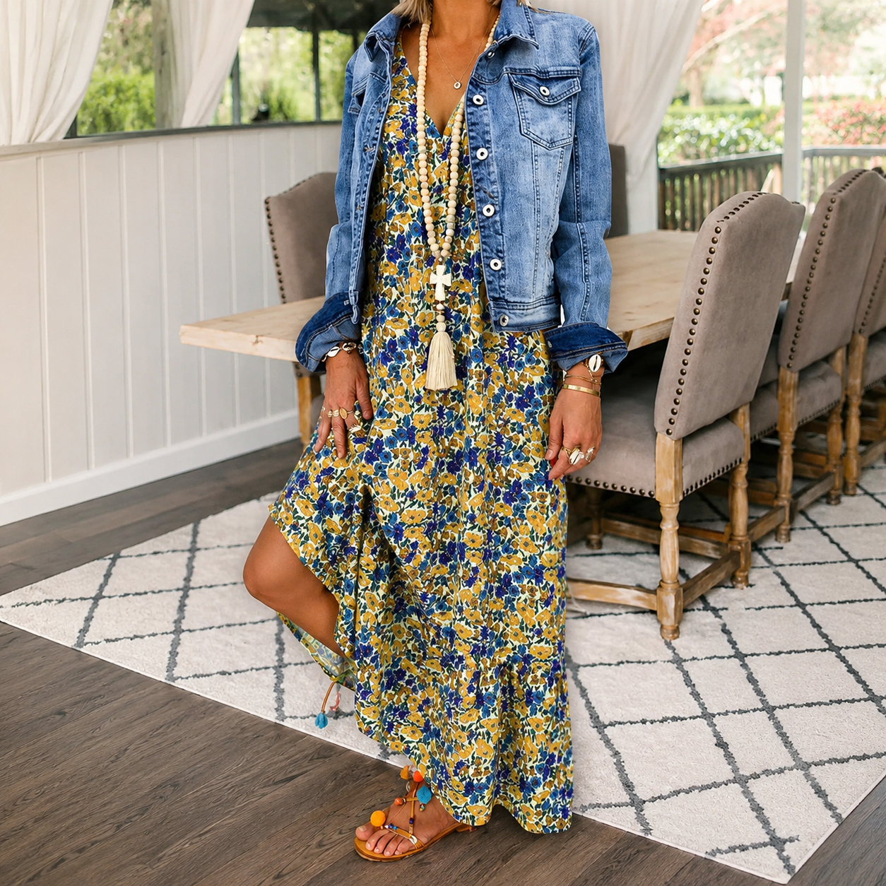 Shalisha - Stilvolles Boho-Kleid mit V-Ausschnitt