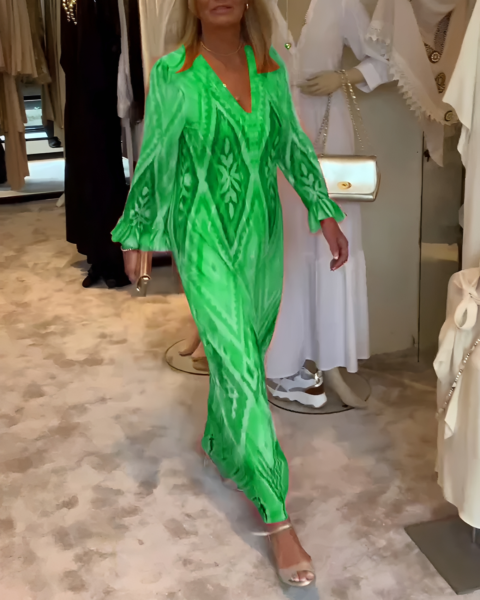 Glynnis - Schickes Langarm-Maxikleid