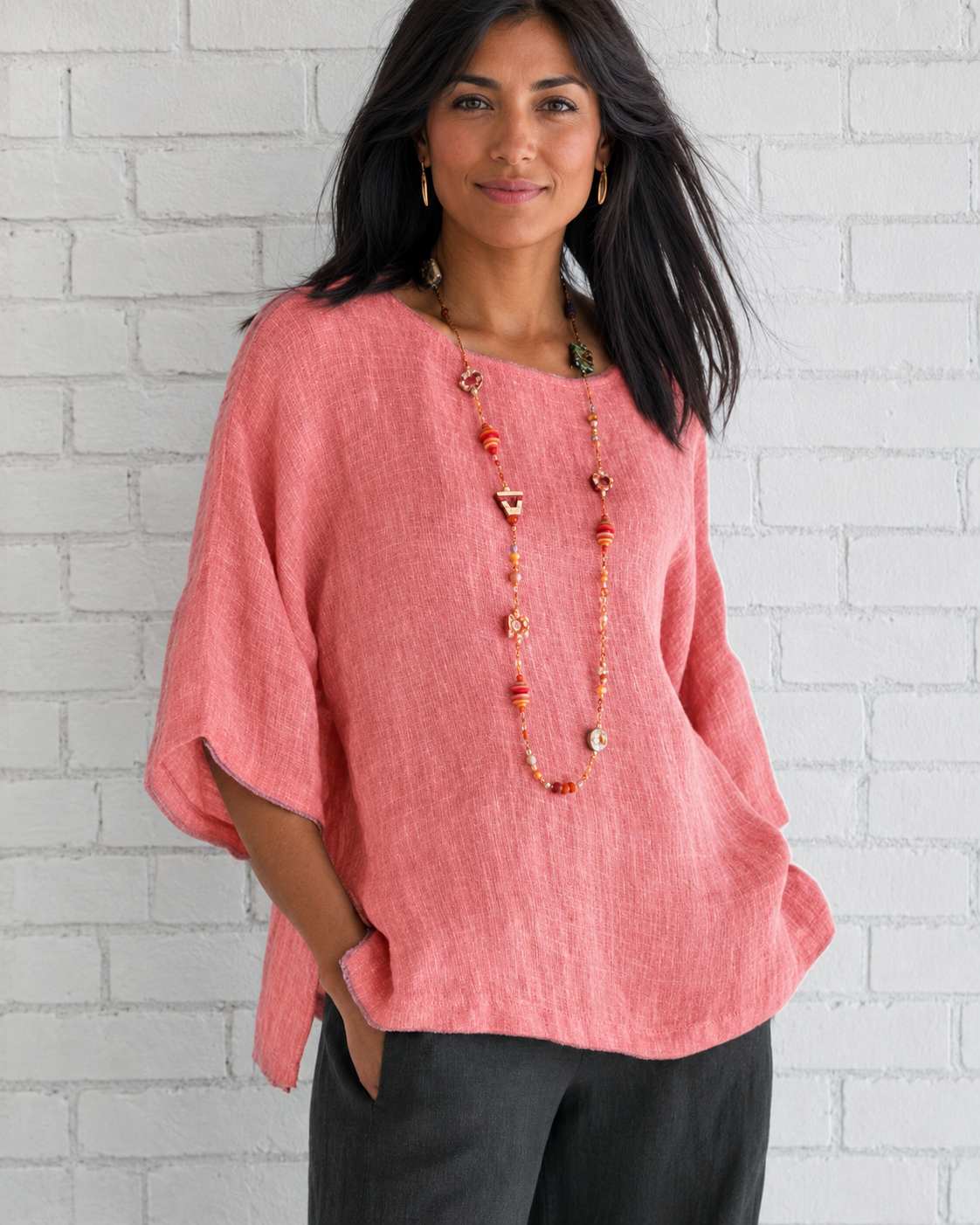 Natalina - Stilvolle Bluse mit Rundhalsausschnitt