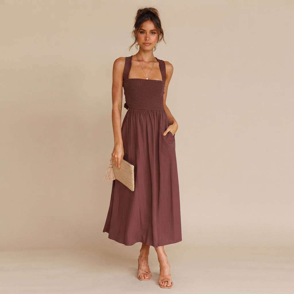 Lena - Schickes Midikleid mit quadratischem Ausschnitt