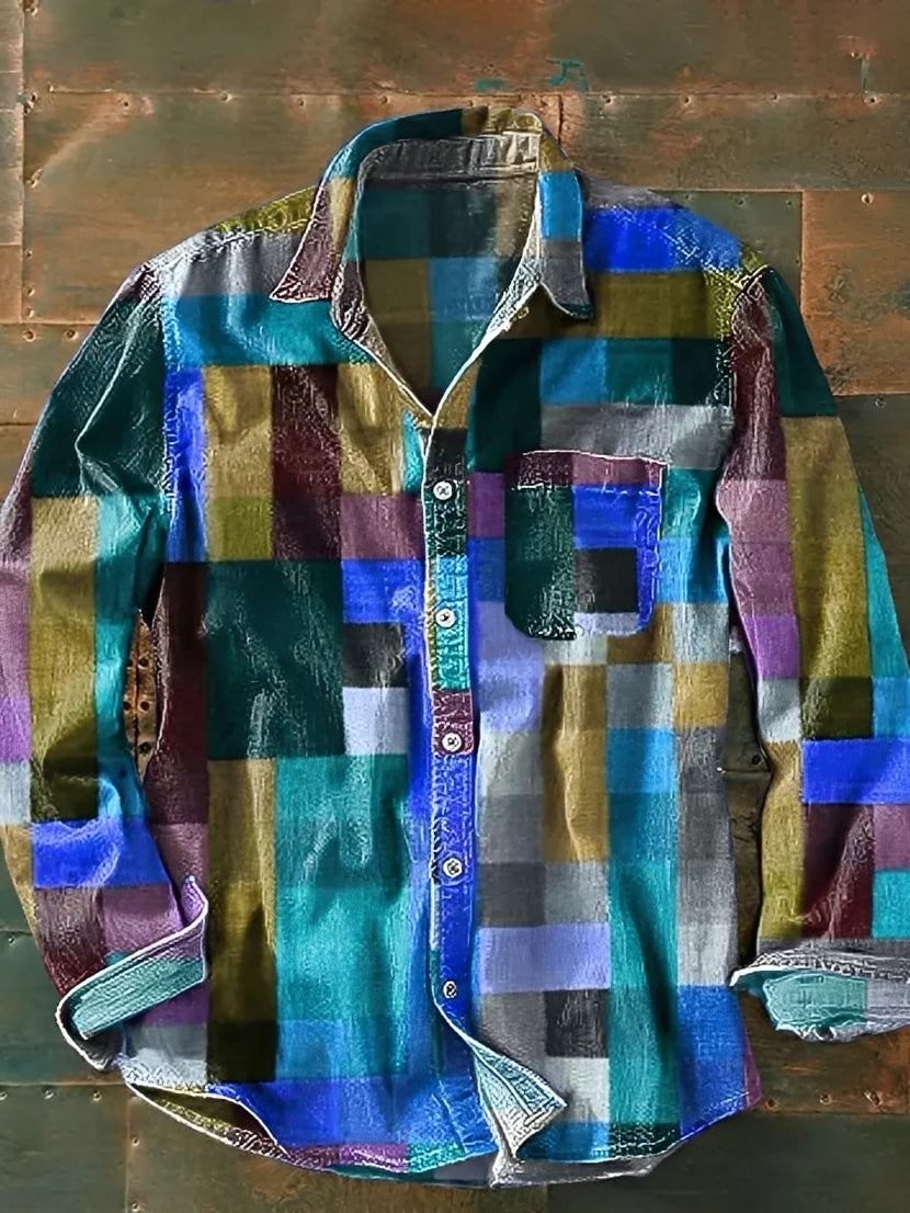 Charles – Herren-Langarmhemd – Farbintensiv und Retro