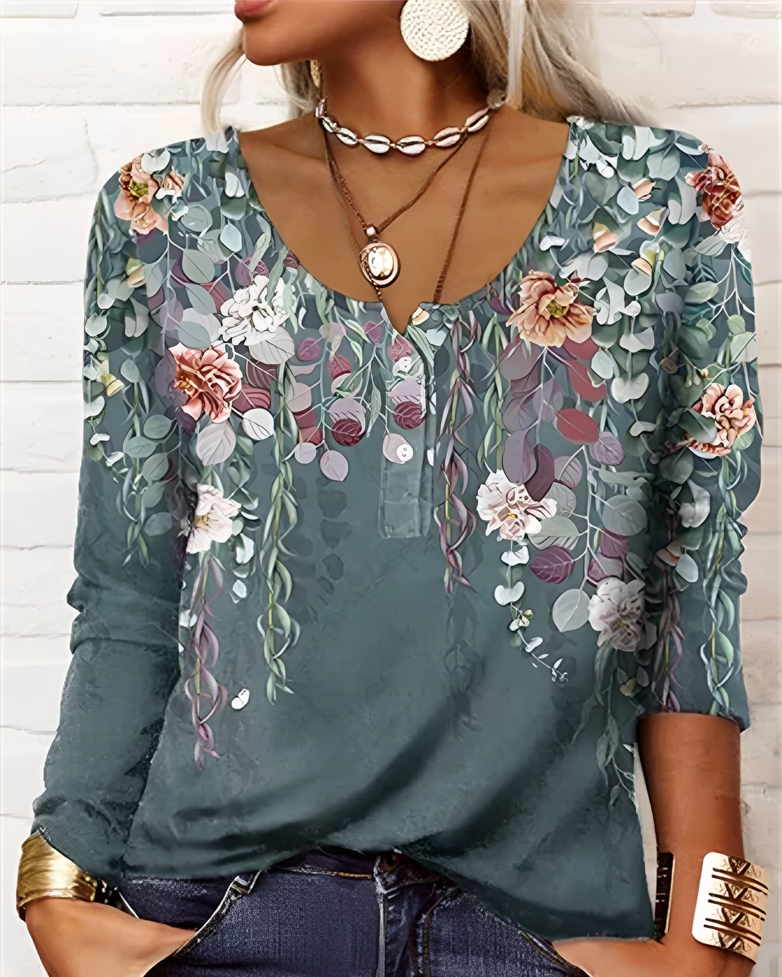 Alejandra - Trendige Bluse mit teilweisem Knopfverschluss