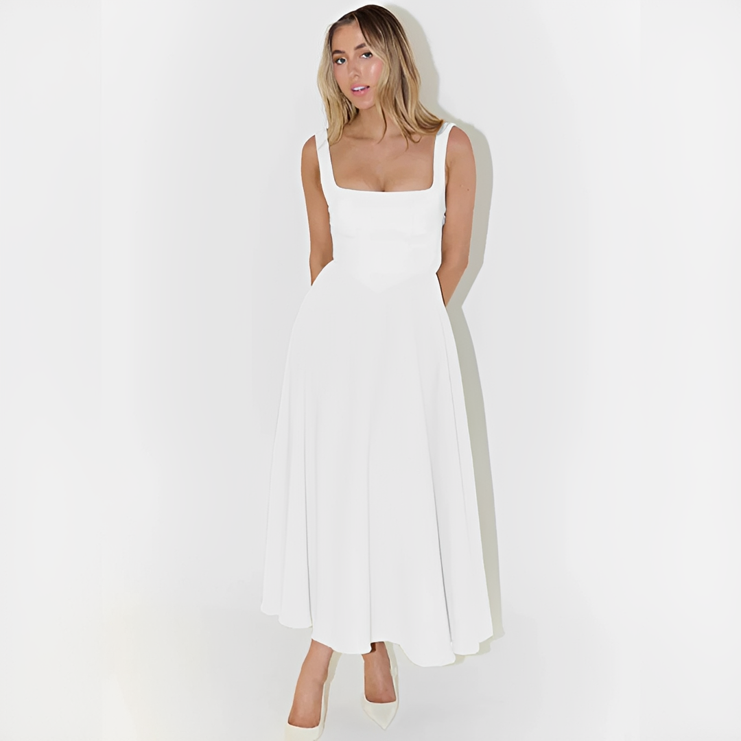 Fioren - Schickes Midikleid mit Eckigem Ausschnitt